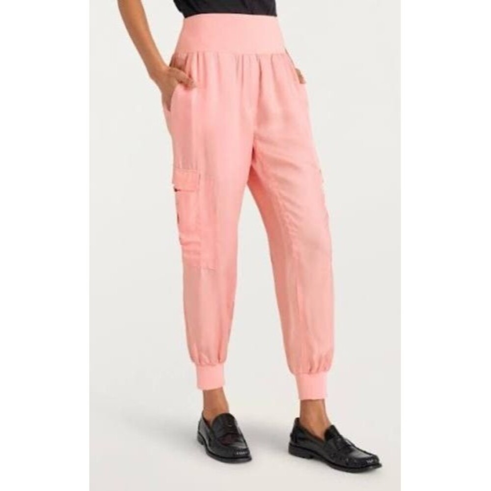 Cinq à Sept Women’s Giles Satin Pull-On Balloon Cargo Pant size M NWT Coral Pink
